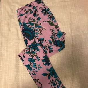 Purple and teal floral LuLaRoe leggings TC